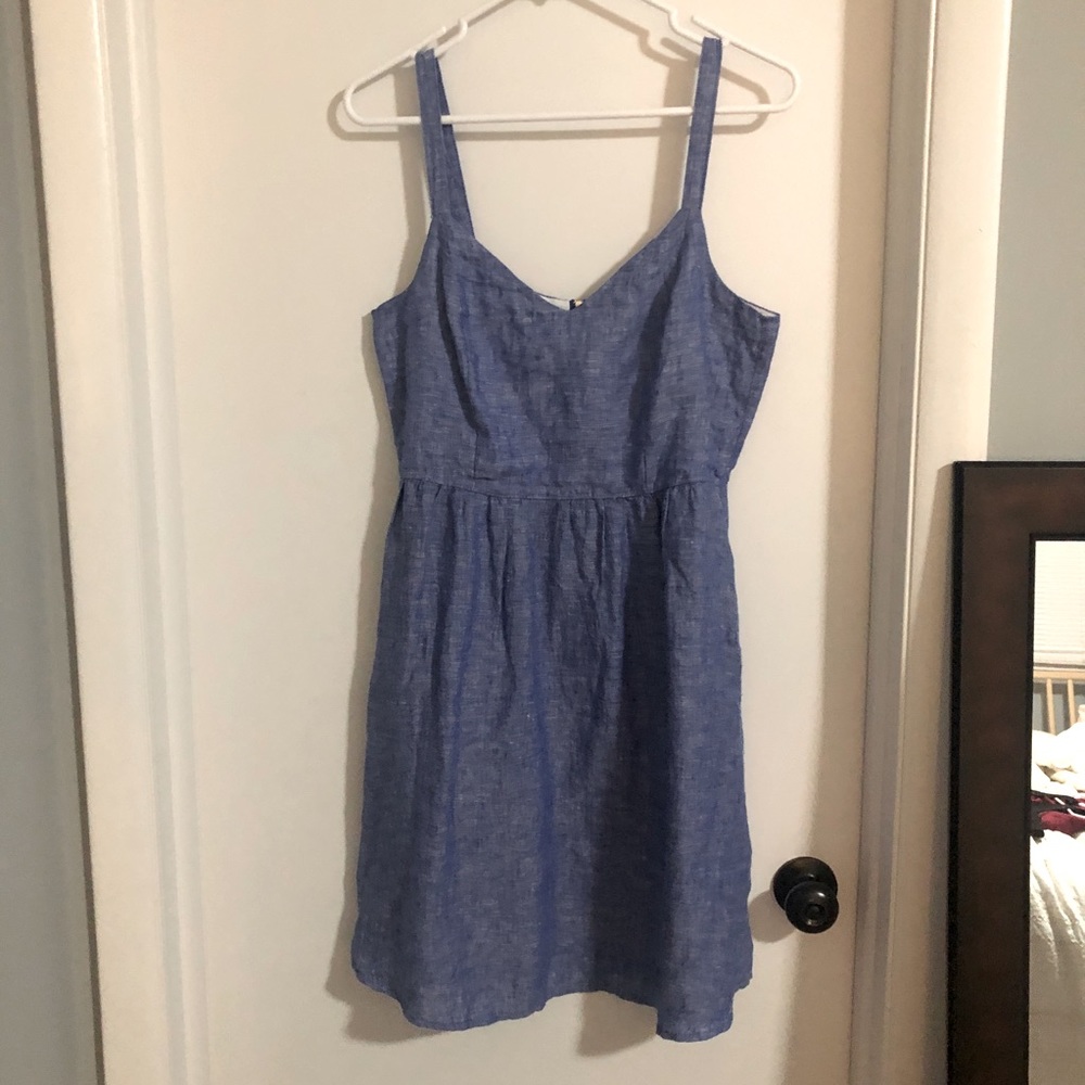 Old Navy Blue Linen Midi Dress